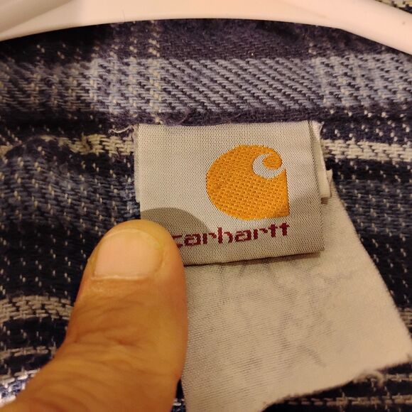 Carhartt flannel shirt jacket shacket mens 3XL XXXL blue plaid vintage 90's Y2K - Picture 10 of 11